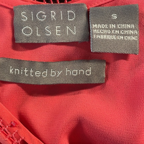 Sigrid Olsen silk sleeveless V-neck lace floral beaded embellished top handmade - Picture 11 of 12